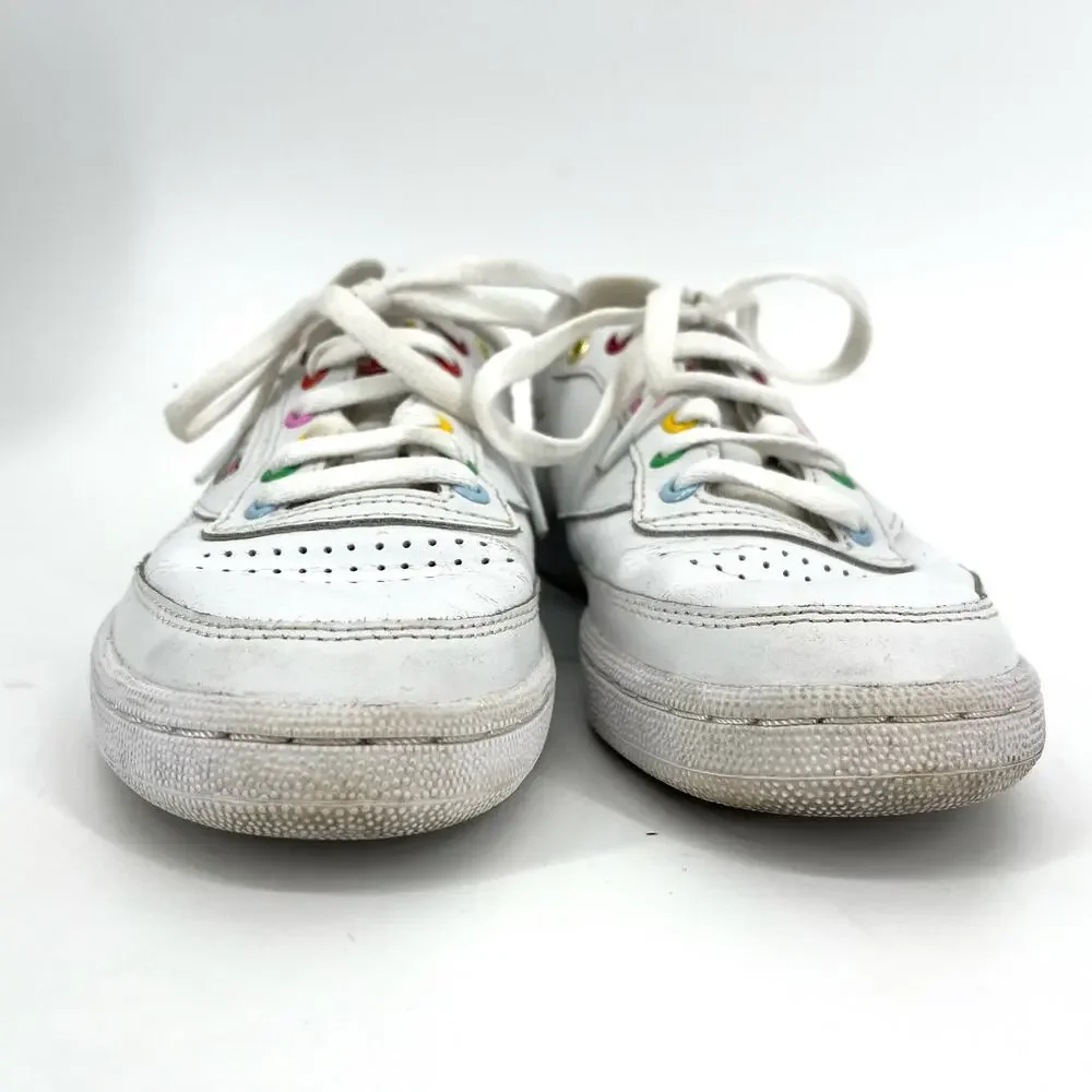 Reebok Classic White Leather Rainbow Eyelet‎ Tennis Shoes Sneakers (6)
